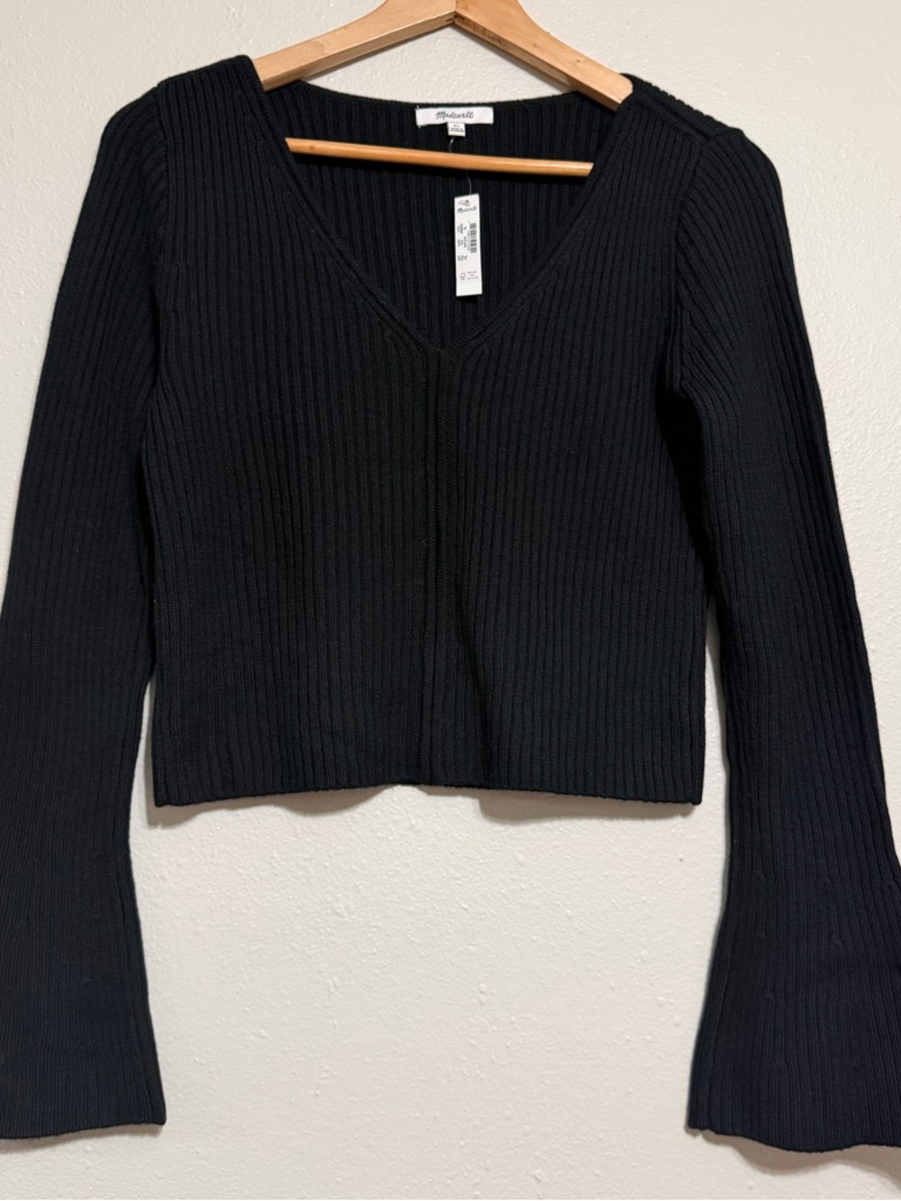 Madewell Ribbed V-Neck Sweater Top in Merino Wool XL (sold out online)